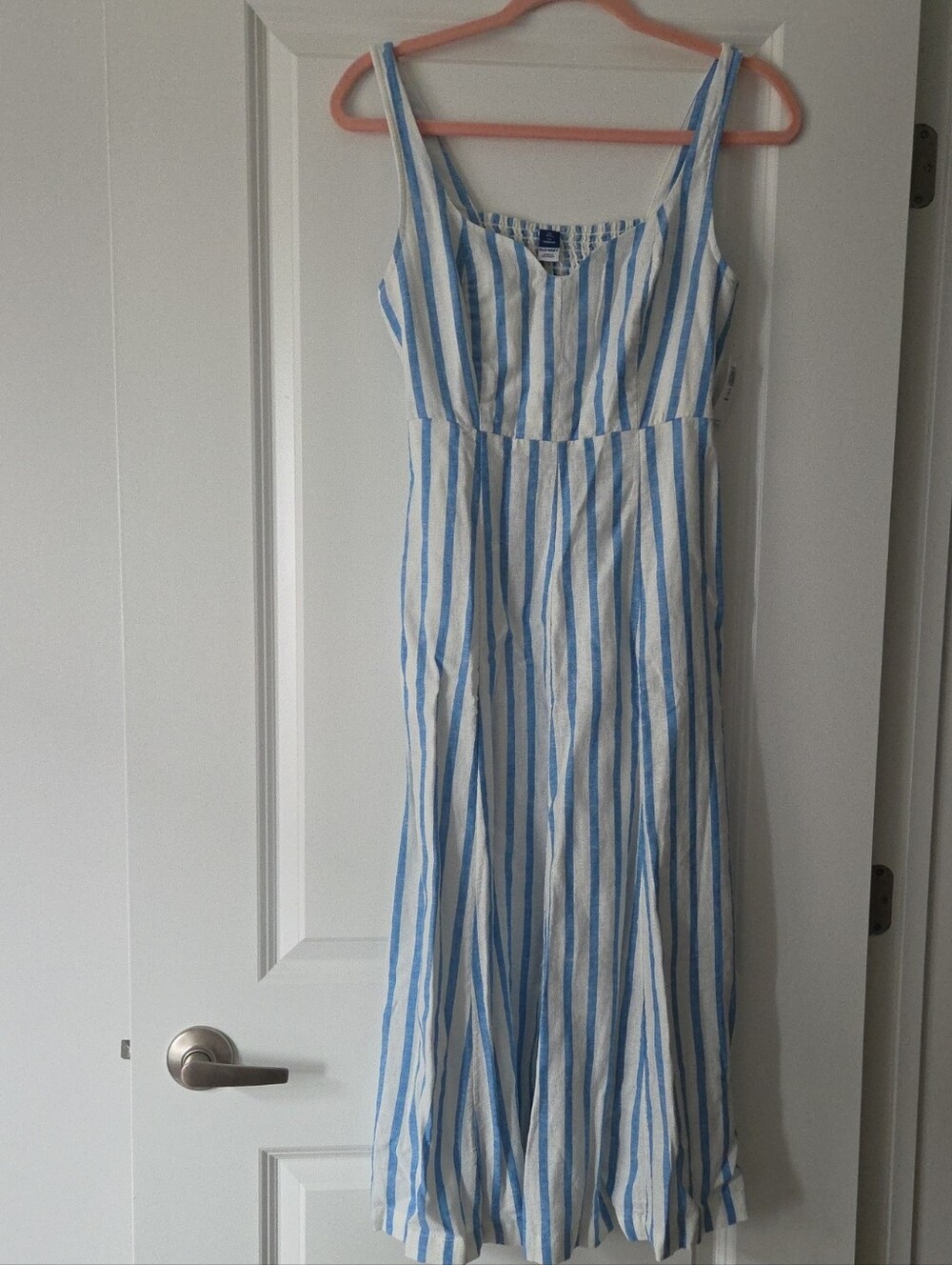 Old Navy Blue and White Striped Sleeveless Midi Dress